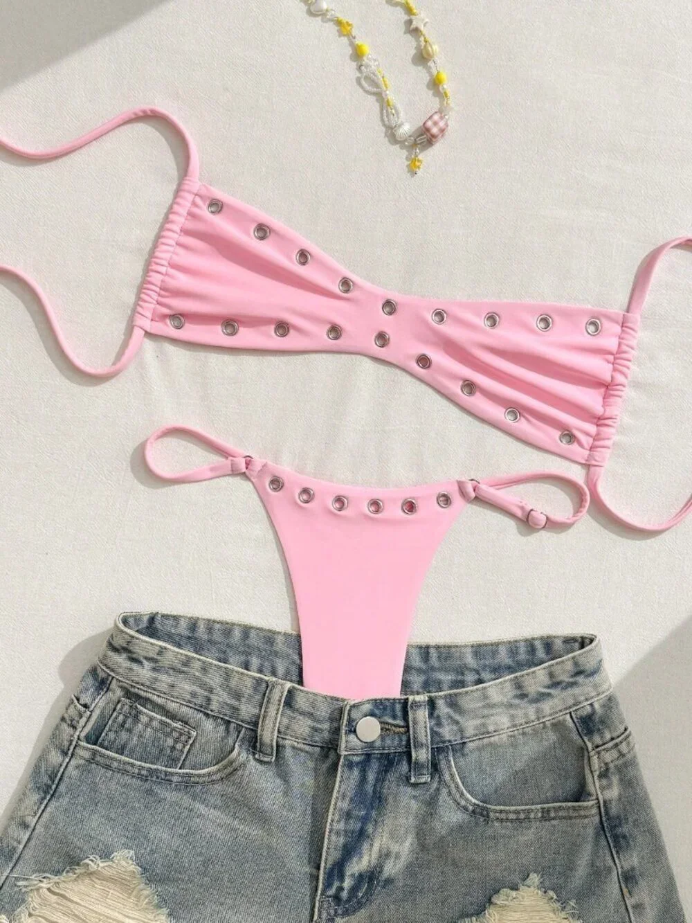 Pink Sexy Women's Bandeau Bikini Set